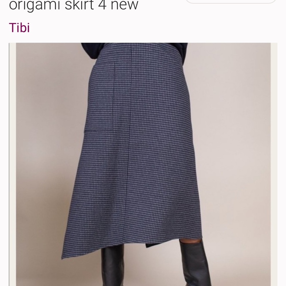 Tibi Camille Checked origami skirt 6